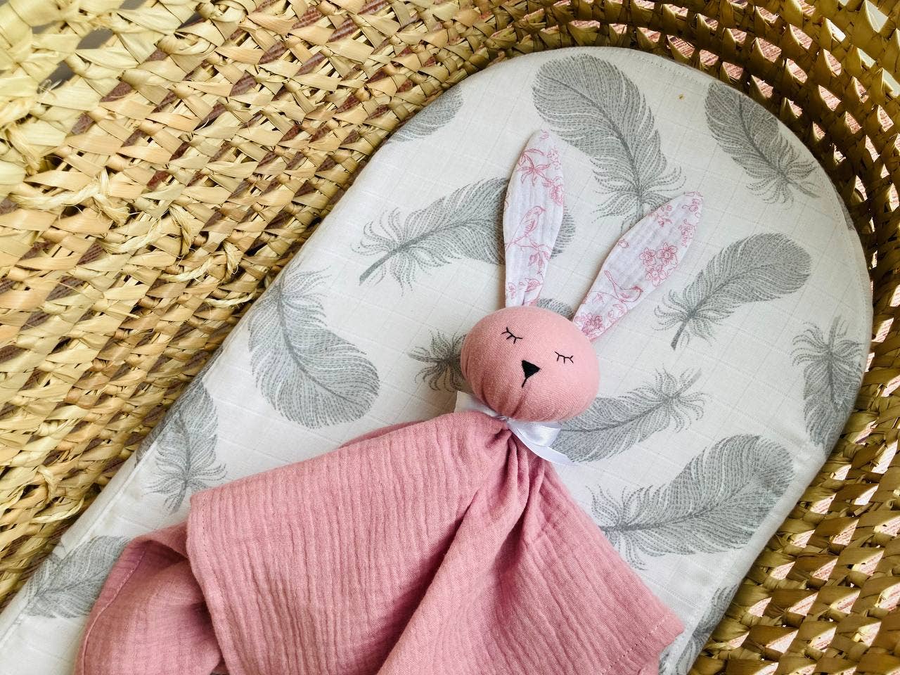 Schmusetuch Kuscheltuch Hase Schnuffeltuch Musselin Baby - rosa