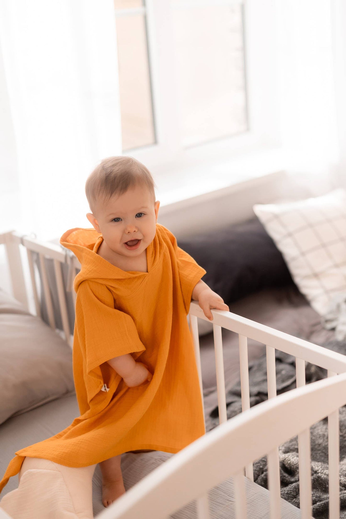 Baby Handtuch-Poncho mit Kapuze: Sand