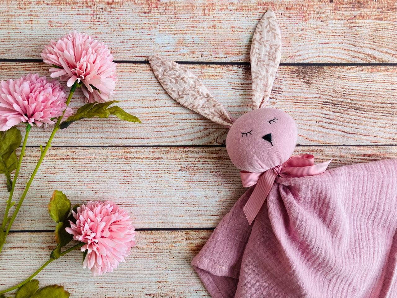 Schmusetuch Kuscheltuch Hase Schnuffeltuch Musselin Baby - rosa