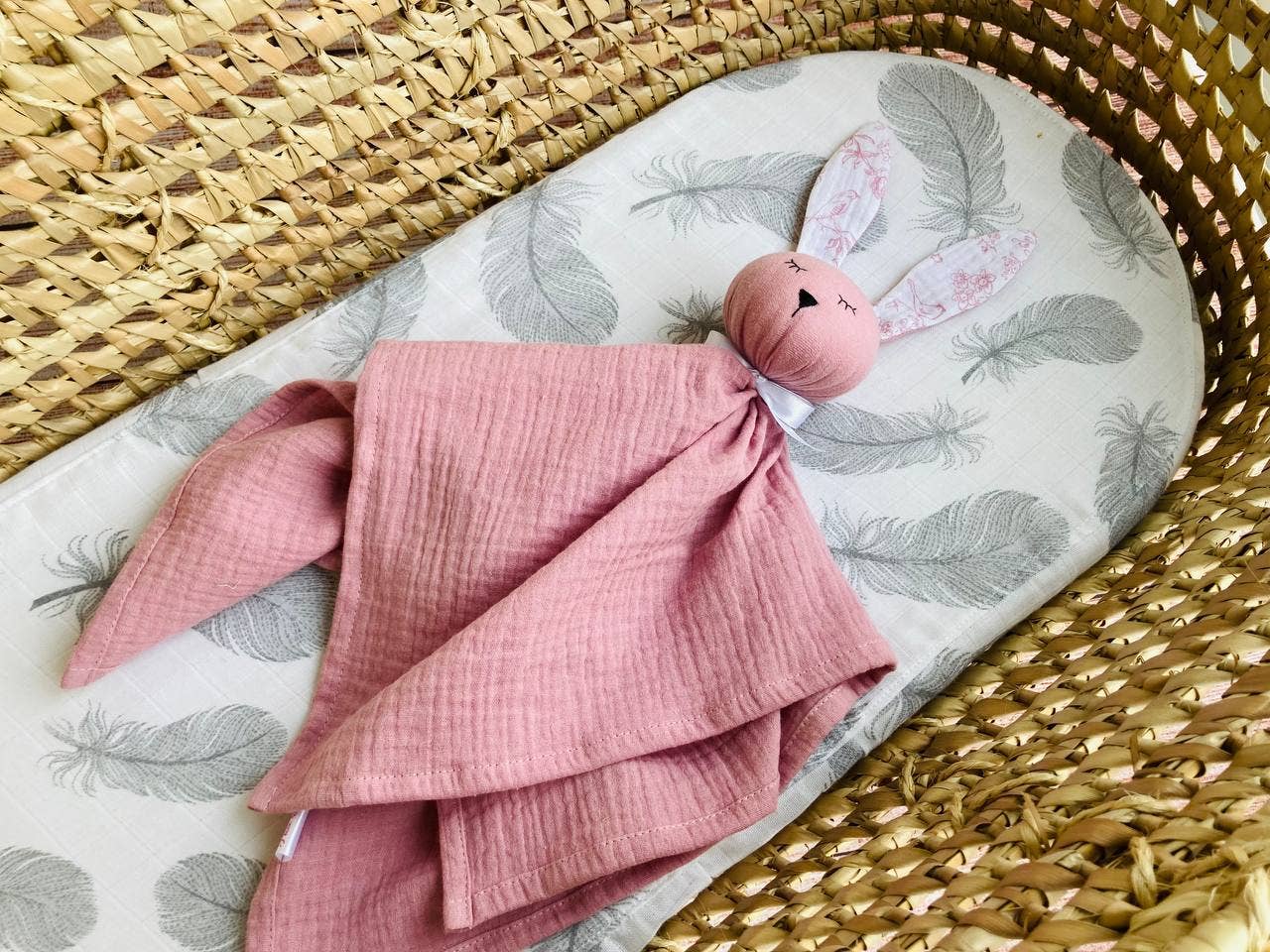 Schmusetuch Kuscheltuch Hase Schnuffeltuch Musselin Baby - rosa