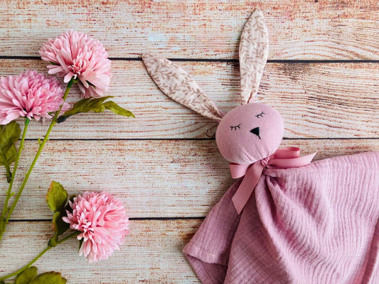 Schmusetuch Kuscheltuch Hase Schnuffeltuch Musselin Baby - rosa